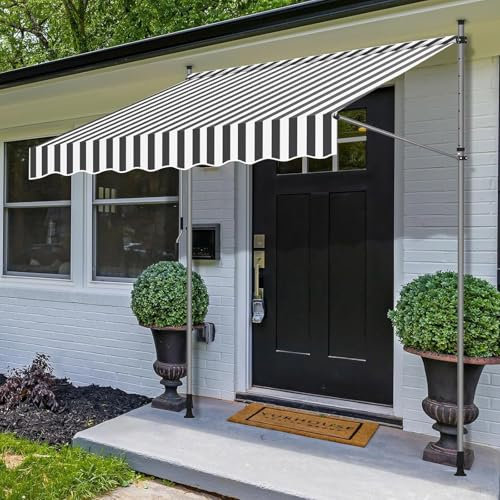 Hoiweqr Klemmmarkise 150/200/250/300/350/400cm Breit, Ohne Bohren, Balkon Sonnenmarkise mit Handkurbel, Sichtschutz Sonnenschutz Windschutz, Ohne Bohren, für Balkon, Garten(150x120cm)