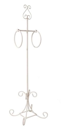 Porta asciugamani in ferro bianco anticato 32X32X100