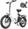 Bicicleta Eléctrica Plegable 20 Neumáticos Fat, Motor 250W, Batería Extraíble 48V 15.6Ah, Doble Suspensión, Frenos Disco Hidráulicos, 7 Velocidades, Pantalla LED, E-Bike Urbana para Adultos (Blanco)