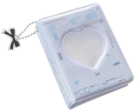 Photocard Album Book, 3 Inch Photocard Binder 40 Pockets, Small Photo Album Holder, Love Heart Hollow Photo Card Holder Book for Collecting Pictures, Business Cards, Tickets, Bank Cards
