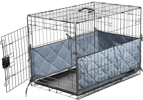 Dog Crate Bumper with Ties, 18X12X7 Gray Dog Crate Bumpers for Inside Crate Tail Protector, Safe & Comfortable Crates Bumpers for Dogs Cages (Bumper Only)