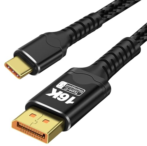 XMSJSIY USB C to DisplayPort 2.1 Cable Bidirectional [16K@30Hz 8K@120Hz 4K@240Hz] USB Type-C to DP [Thunderbolt 3/4 Compatible] 40Gbps DisplayPort Cord Support DSC HDR VRR ALLM - 2M/6.56FT