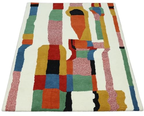 Wollteppich Bunt Berber Muster Marokko Stil Handgetuftet 120x180 cm 170X240 cm