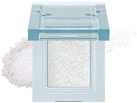 Glitzer Lidschatten Silber, Metallisch Eyeshadow mit Diamond Funkeln, Hochpigmentierter & Wasserdicht Make Up Highlighter, Verblendbar & Faltenfreies Augen Makeup, Langanhaltend Formel, Glatt Pulver