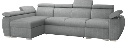 Mirjan24 Ecksofa Boston LCP, Eckcouch mit Schlaffunktion und 2 Bettkästen, Polsterecke mit Einstellbare Kopfstützen, L-Sofa, Wohnlandschaft (Flow 17, Seite: Links - LCP+2R+1P(65)