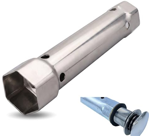 Lyyozwo Metric Tap Spanner, Tubular Torque Bar, 34mm-40mm Tubular Box Spanner Hexagonal Tube Torque Wrench for Water Tap Nut Tightening Installation Maintenance (Silver)