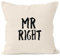 MoonWorks Kissenbezug Mr Right Deko-Kissen 40x40 Baumwolle Natur Pullover