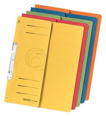 Herlitz 5976055 Einhakhefter A4 mit 1/2 Vorderdeckel und kaufmännischer Heftung, 5 Stück (Farbig Sortiert, 4er Pack)