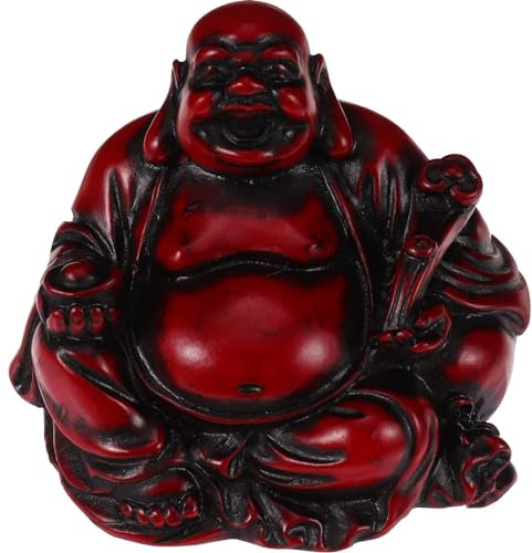 VOSAREA Lachender Buddha Statue Sitzender Shakyamuni Figur Skulptur Home Büro Auto Deko