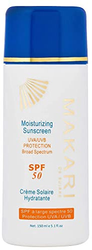 Écran solaire hydratant SPF 50 Makari 5,1 fl oz. – Lotion de protection solaire pour le visage et le corps | Aide à prévenir le vieillissement prématuré | Hydratant pour peaux sèches et matures