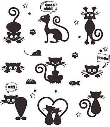 ufengke Wandtattoo Katze schwarz lustig für Lichtschalter oder Steckdose Wandsticker Selbstklebend Klein für Wohnzimmer Schlafzimmer