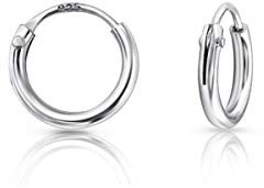 DTPsilver® 925 Sterling Silber Kreolen Ohrringe - Klein/Mittelgroße/Groß - Dicke 1.2 mm - Durchmesser: 8 mm