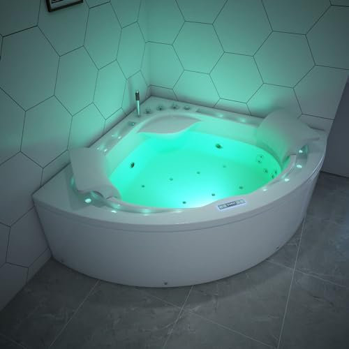 Tronitechnik® Eckwhirlpool Andros 160x160 Eckwanne Badewanne mit Whirlpool und Airpool Unterwasser LEDs inkl. Spülfunktion des Rohrsystems