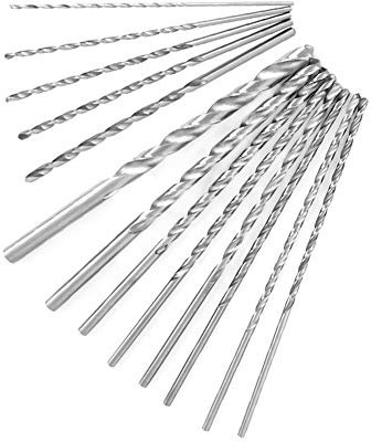 Lot de 13 forets hélicoïdaux extra longs à tige droite pour percer du plastique, de l'aluminium, du bois