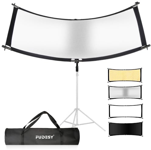 FUDESY Clamshell Light Reflector/Diffuser,67x24 Curved Photography Lighting Reflector for Photo Video Studio Shooting with Black/Silver/White/Gold Reflectors,Carry Bag