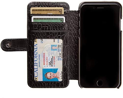 Sena Cases Classic Wallet Book, Leder Wallet Case für New iPhone SE 2020/iPhone 8/7, Kroko-Schwarz
