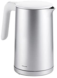 ZWILLING Enfinigy Wasserkocher 1,5 l, 1.550 – 1.850 W, Abschaltautomatik, doppelwandiges Gehäuse, Edelstahl/Kunststoff, BPA-frei, Silber/Weiß