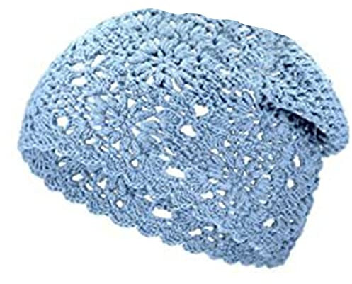 Yooghuge Gehäkelte Slouchy Mütze Aus Baumwolle Für Damen Handgefertigt Weicher Strick Leichte Sommermütze Totenkopf Mütze Mit Ausschnitt Und Blumenmuster 4 Farben Gehäkelte Slouchy Mütze