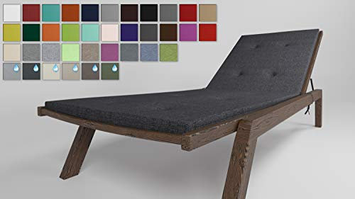 Rollmayer Sitzkissen für Sonnenliege mit Steppung Auflage Polster für Gartenliege Liegestuhl Strandliege Kollektion Melange (Grafit 22, 190x54x4cm - 1 Stück)