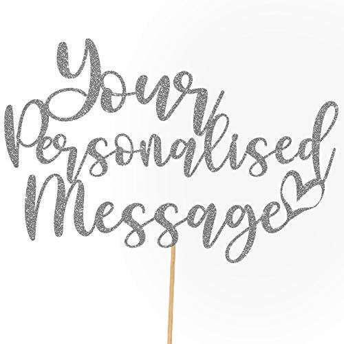 Any Text Personalised Glitter Cake Topper - Dark Silver Name, Age, Words Glitter Cake Decoration and Sprinkles - Happy Birthday Decorations - Personalised Toppers for Cakes by Cakeshop