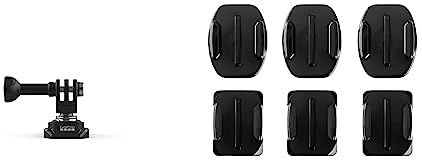 GoPro ABJQR-001 Tête de trépied pour Caméscope Noir & Fixations adhésives incurvées + Fixations adhésives Plates - pour caméra embarquée