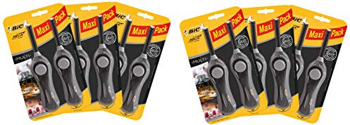 Bic Megalighter - Mecheros Multiusos (12 Unidades), Color Negro