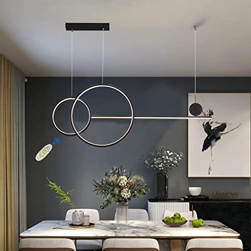 Pendelleuchte esstisch LED Hängelampe modern drinnen Hängeleuchte Mit Fernbedienung Dimmbar Kronleuchter Höhenverstellbar 54W Küche Schlafzimmer Esszimmer lampe Bar Büro Wohnzimmer Pendellampe,Schwarz