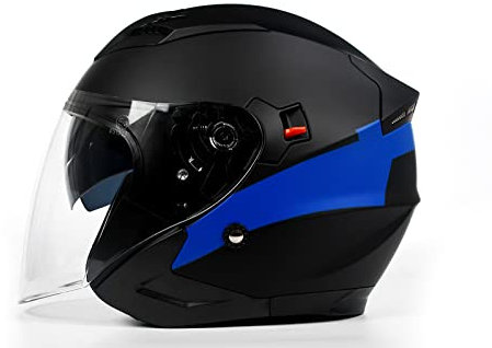 BHR Casco Jet Doppia Visiera 809 DOUBLE | Casco Scooter Omologato ECE | Casco Moto Jet con Doppia Visiera Antigraffio, 4 Punti di Ventilazione & Sgancio Micrometrico | COOL LINE NERO | XS