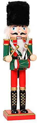 Nussknacker Weihnachtsschmuck, 30cm/11,8 Zoll Nussknacker Soldat Holz Nussknacker König Soldat Figur Dekor Puppe Ornament für Zuhause Kamin Weihnachtsbaum Party Dekoration (Trommel)