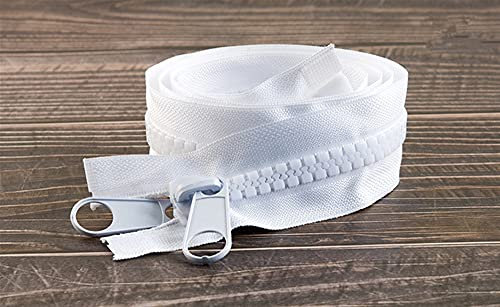 Lueao Cqinju-Chiusure Lampo 10# 1/2/3/4/5 Metri con Cerniera in Resina con Cerniera Aperta Taill-End Doppio Slider Slider Block per Cucire Giacca Cappotto Tenda Tenda Lunga Zip, Robusto e Durevole