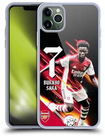 Head Case Designs Officially Licensed Arsenal FC Bukayo Saka 2021/22 First Team Gel Case [Military Grade Protection] Compatible with Apple iPhone 11 Pro Max and Compatible with MagSafe
