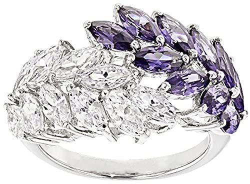 HCMA Delicato Gioielli in Argento Anello con Pietre preziose per Le Donne Ametista Zircone Ornamento per Le Dita della Signora alla Moda Regalo di Gioielli per Feste di Anniversario