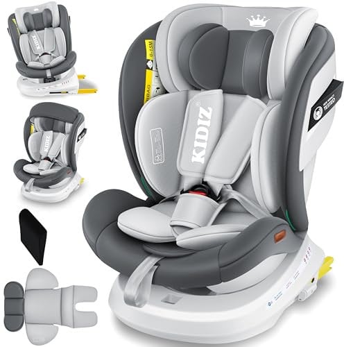 KIDIZ® Seggiolino auto per bambini Seggiolino auto per neonati Seggiolino auto per bambini Isofix Top Tether Girevole a 360° Gruppo 0/1/2/3 dalla nascita 0-36kg, antracite