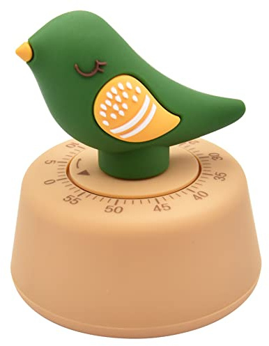 Ranvi Bird Shaped Kitchen Timer Craft Mechanical Winding 60 Minute Timer Cute Animal Kids Time Timer Manage Time, Baking Fun and Boiled Eggs(Green)