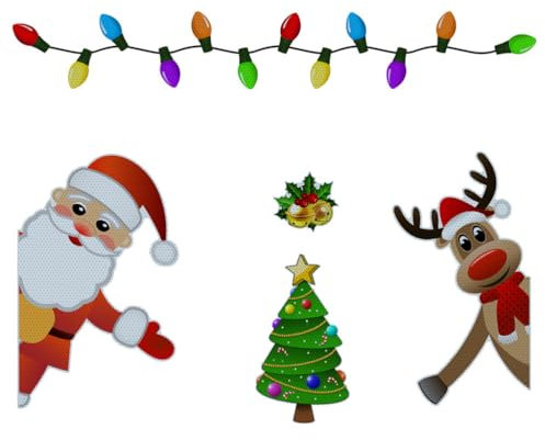SOLUSTRE Reflektierende Automagnete für Weihnachten Weihnachtsmann Rentier Weihnachtsbaum Lichter Glühbirne Magnetset Garagenzwerge Magnete Urlaub Auto Kühlschrank Dekorationen
