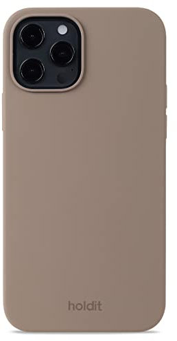 holdit Silikonhülle iPhone 12/12 Pro (6,1”) - 0,8mm Ultra dünn Handyhülle Silikon - Trendy Slim Silicone case mit Voller Schutz (erhöhte Kante für Kameraschutz) - Mocha Brown