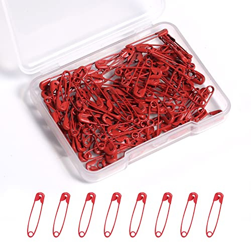 120 Stück Farbige Sicherheitsnadeln, 19mm Vernickelter Edelstahl Verschiedene Sicherheitsnadeln Klein Safety Pins für Kleidung DIY Kunsthandwerk Schmuckherstellung Dunkelrot für Weihnachten