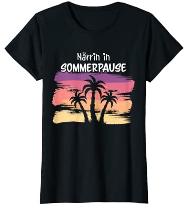 Karneval Fasching Konfetti Närrin Sommerurlaub Strand Palmen T-Shirt