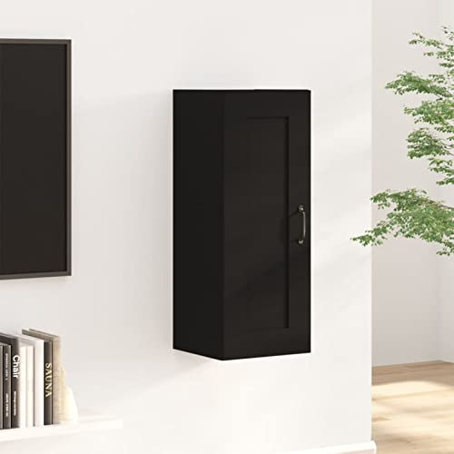 ZEYUAN Hängeschrank, Wandschrank Wohnzimmer, Aufsatzschrank, Schwarz 35x34x90 cm Holzwerkstoff