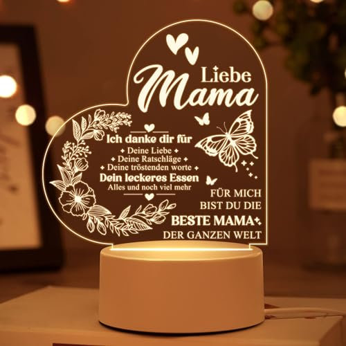 Weihnachtsgeschenke für Mama, Muttertag Geschenk, Geschenke für Mama - Acryl Nachtlicht, Mama Geschenk, Muttertagsgeschenk, Geschenk für Mama, Mutter Tochter Geschenk, Mama Geburtstagsgeschenk