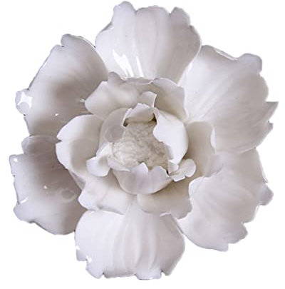 Levemolo Keramik 3D Blumen Wanddekoration KüNstliche Pfingstrose Wandkunst FüR Wohnzimmer BüRo KüChe Bauernhaus Hochzeit Festivalparty