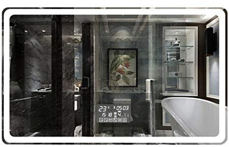 DERBUT Schminkspiegel Smart-Touchscreen-Wand-Badezimmerspiegel Wandbehang Badezimmer Explosionsgeschützter Anti-Beschlag-HD-Make-up-Silberspiegel Kosmetikspiegel