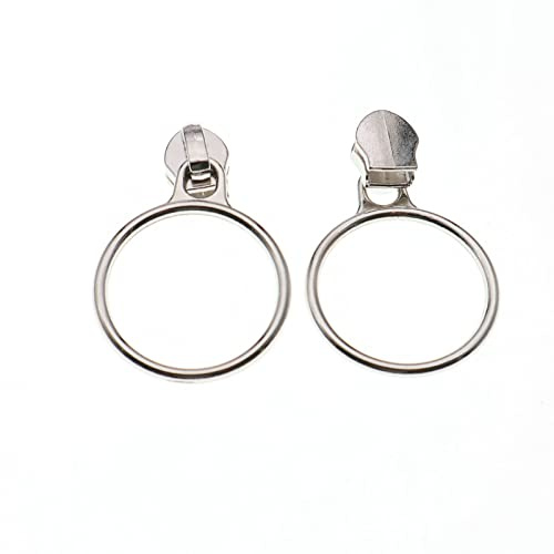 Leekayer 30PCS #5 Ring zieht für Nylon Reißverschlüsse Metall Reißverschluss Schieber für Jacke Gepäck Geldbörsen Taschen Bulk (Silber Chrom) Metall Schieber für Reißverschluss