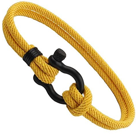 Bracelet en corde Milan en forme de U avec boucle en forme de fer à cheval - Pour l'été - Convient pour couple et femme - Bijoux en cristal - Bracelet pour papa, manille ro