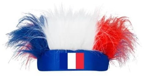 Coiffe Chevelue France Tricolore Bleu Blanc Rouge pour Supporter de l'équipe de France - Livraison en 24/48h, Idéal pour Supporter l'équipe de France pendant la Coupe du Monde de Rugby ou de Football