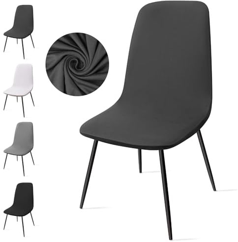 Stuhlhussen 4er Set, Stretch Stuhlbezug Esszimmerstühlhussen Universal Stuhlhussen Abnehmbarer Waschbarer Stuhlabdeckung für Esszimmer,Hotel,Bankett,Hochzeit,Partys Deko(C-Dunkelgrau,4er Set)