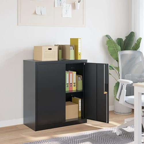 Festnight Aktenschränke Metall Stahlschrank Abschließbar Anthrazit Werkzeugschrank Spind Schrank Metall Schließfachschrank Büroschrank 79 x 40 x 90 cm Stahl Aufbewahrungsschränke