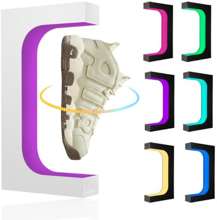 VGAzer Levitating Shoe Display Stand Holer, Magnetic Levitation Floating Sneakers Rack Holder with 16 Colors Remote Control,360° Self-Rotation Exhibition for Shoes Collectors Adv
