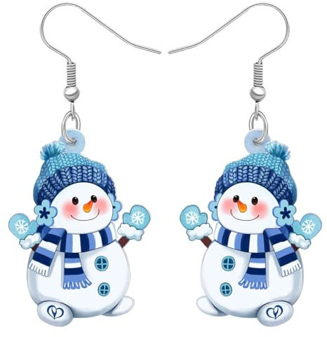 RAIDIN Acryl süße Weihnachten Schneemann baumeln Haken Ohrringe Geschenke für Damen Mädchen Urlaub Hypoallergene Schmuck für Festival Party Dekorationen (Schneemann B)