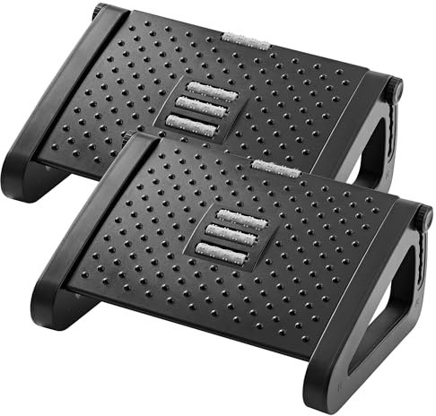 HEETA Fußbank Schreibtisch, Höhenverstellbare Fußbank Ergonomischer Fußablage mit Massagefunktion für Büro und Zuhause，Einfach zu montieren, Druckentlastung, 2 Stück
